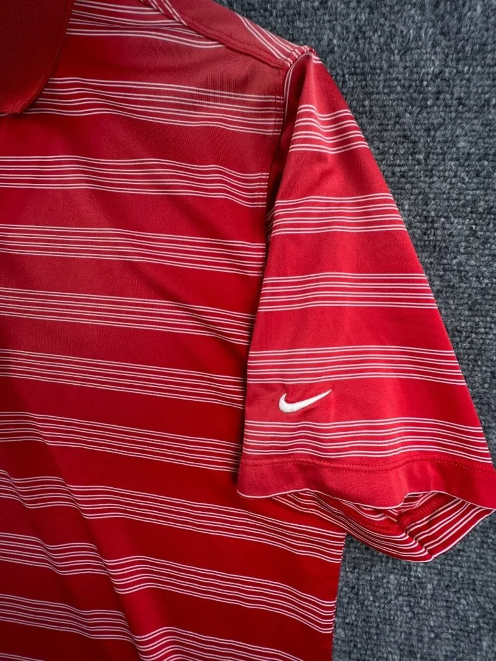 Nike Golf Men's Large Short Sleeve Orange Polo Shirt Striped Dri-fit Adult